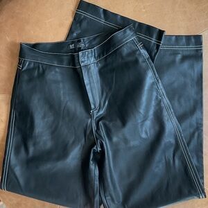 Zara Black Wide Leg Faux Leather Pants